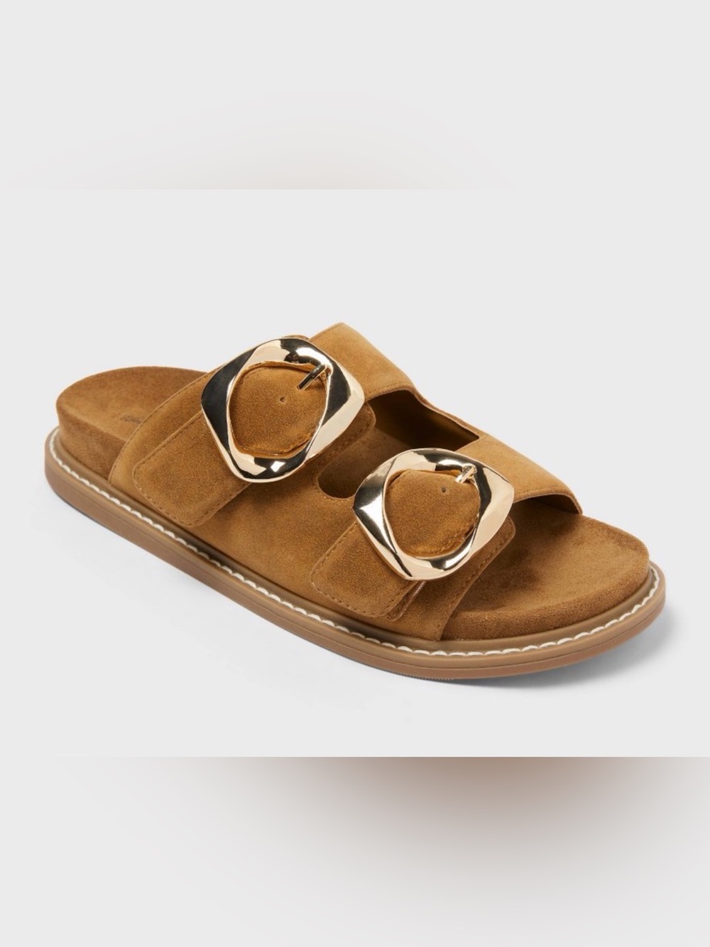 Universal Thread Camel Suede Dual Buckle Slide Sandal